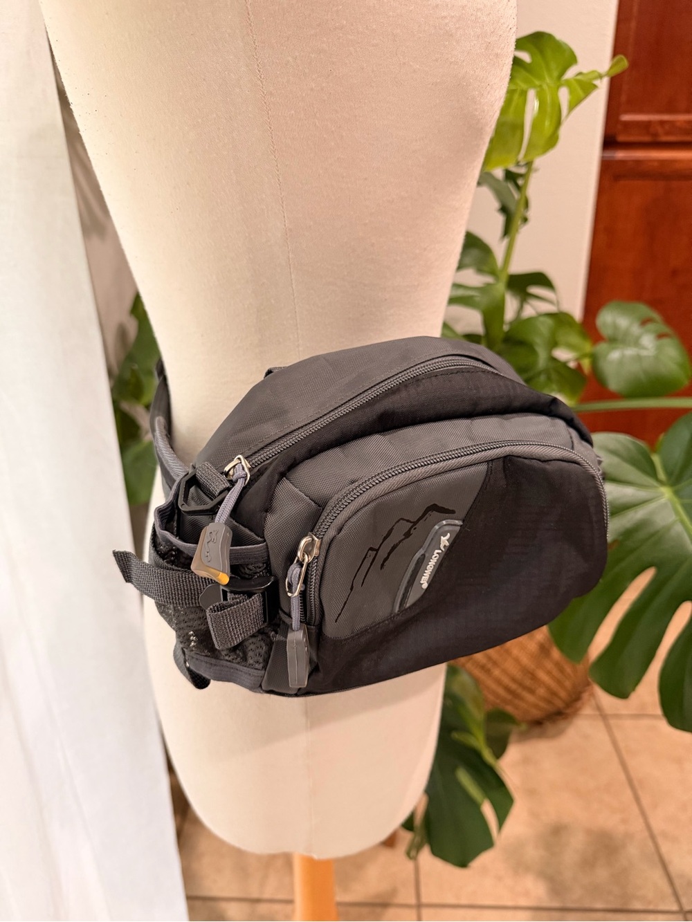 Gray Black Outdoor Waist Pack Fanny Bag